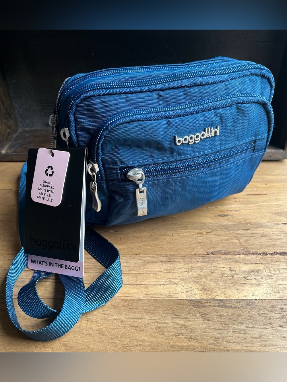Baggallini Triple Zip Crossbody Handbag Pacific Blue NWT